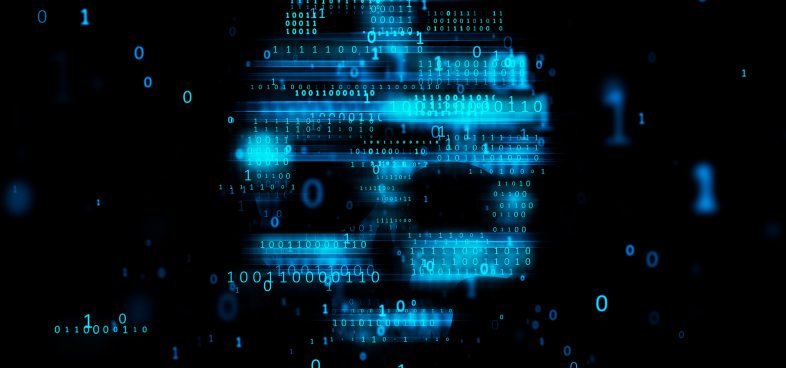 Pictorial representation of Lampion. Digital abstract background featuring binary codes and connections, highlighted in blue tones, representing data and network concepts.